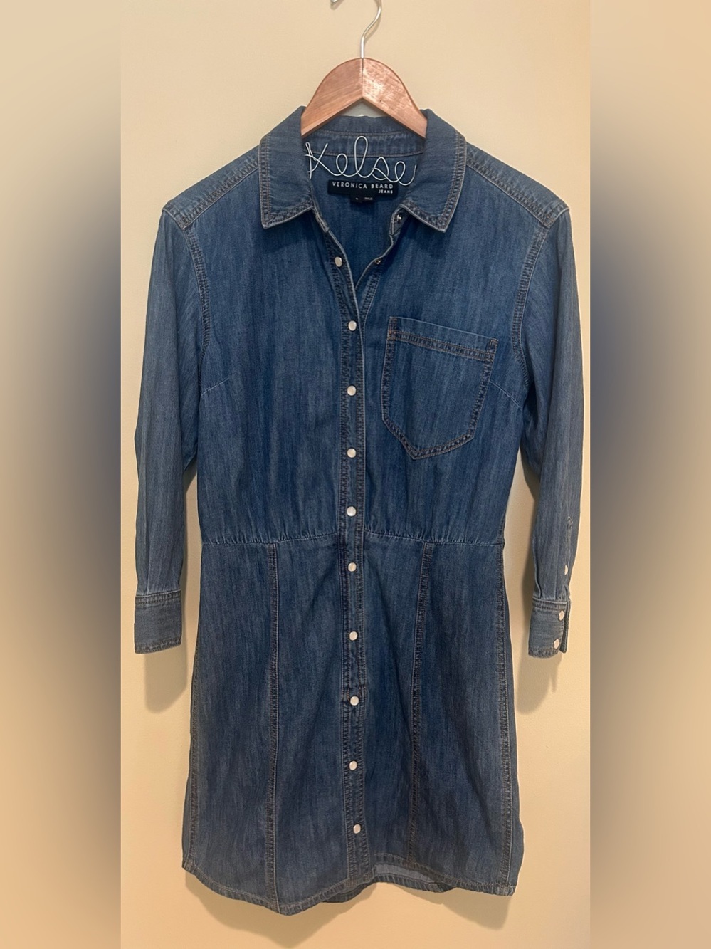 Veronica Beard Jeans Denim Snap Front Shirtdress Medium Wash Cotton Size 6